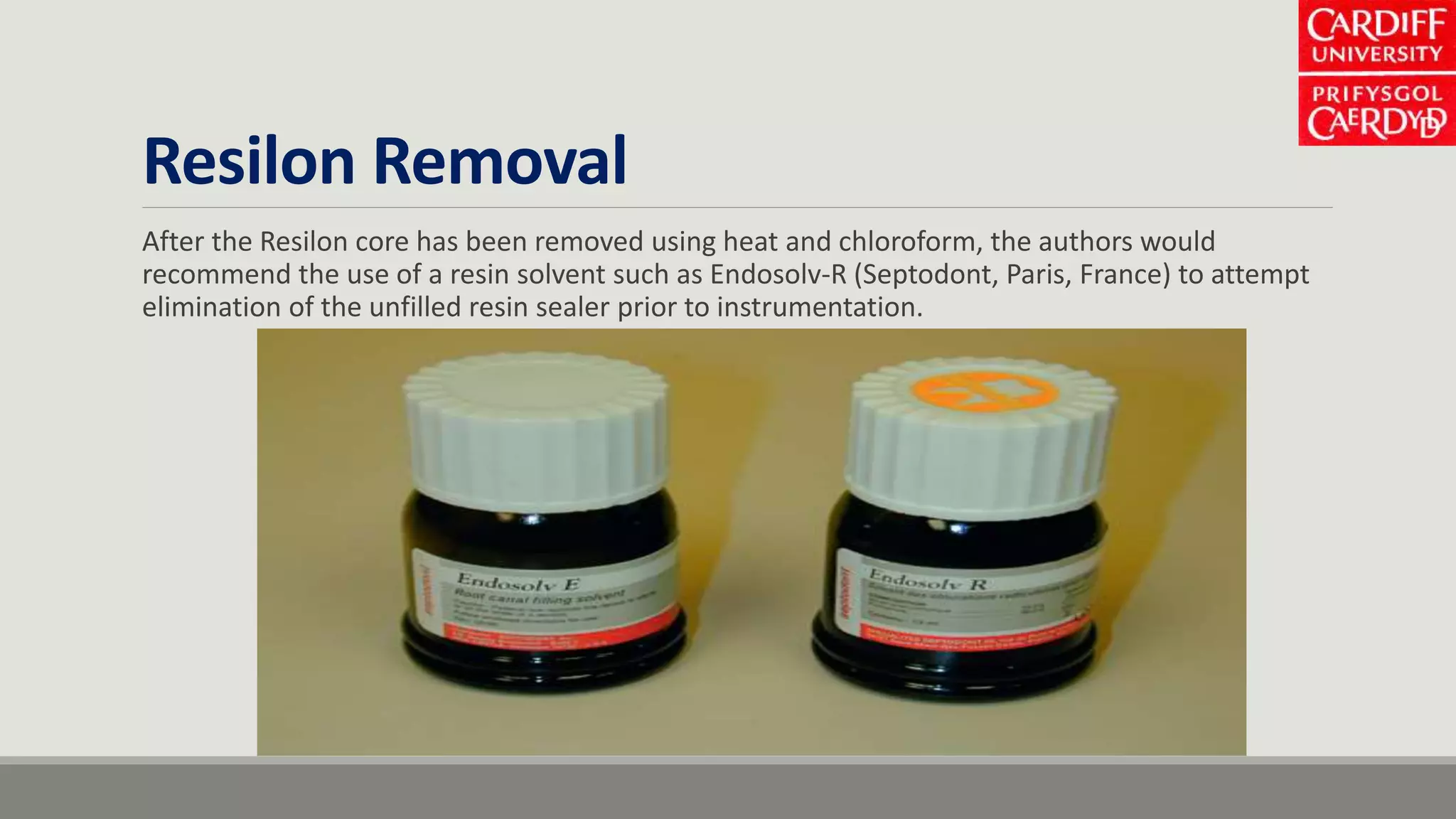 Removal of root filling materials techniques, outcomes and risks | PPTX
