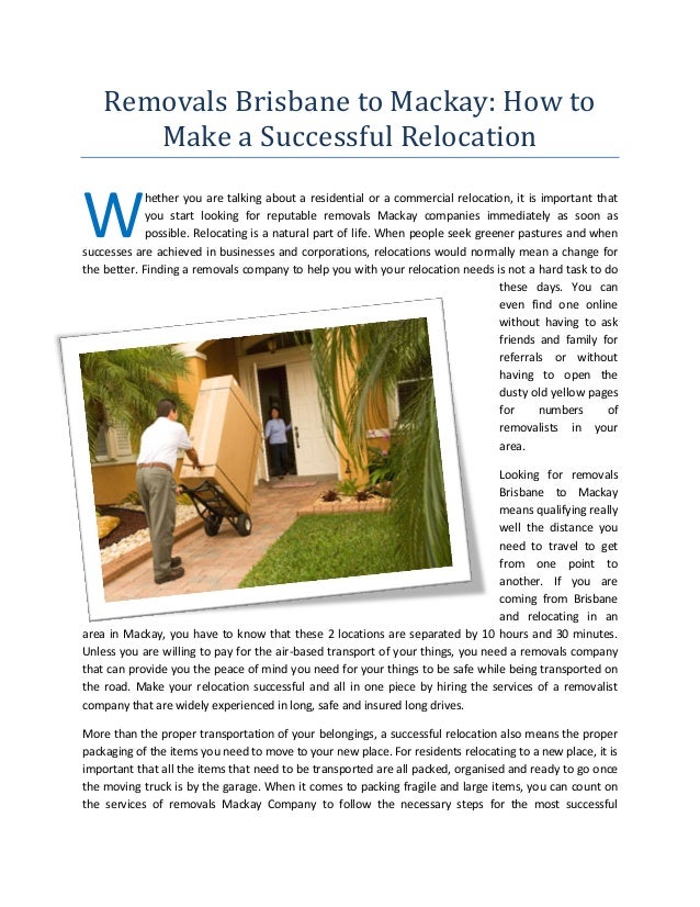 Removals Brisbane to Mackay How to Make a Successful Relocation