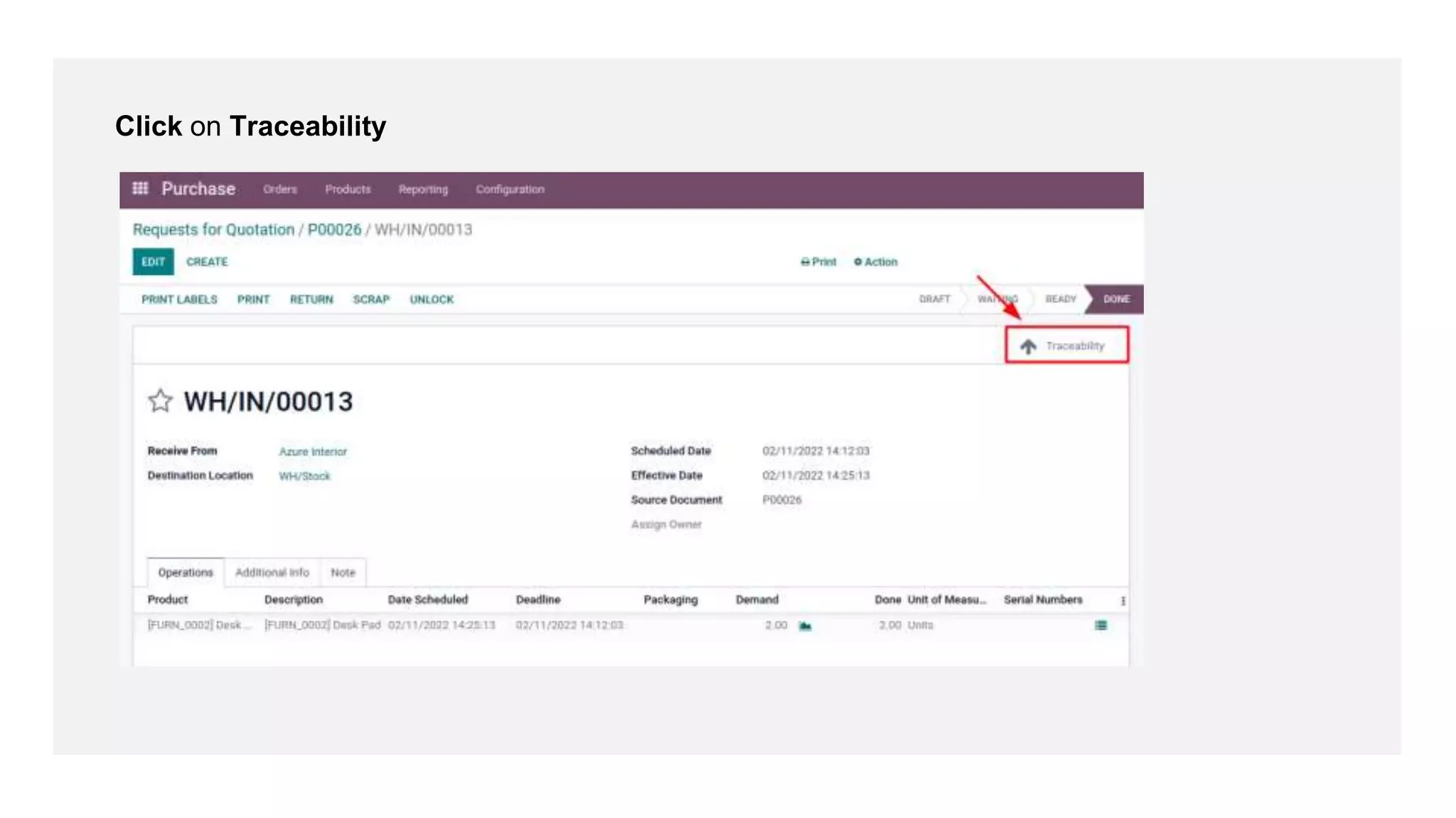 Click on Traceability
 