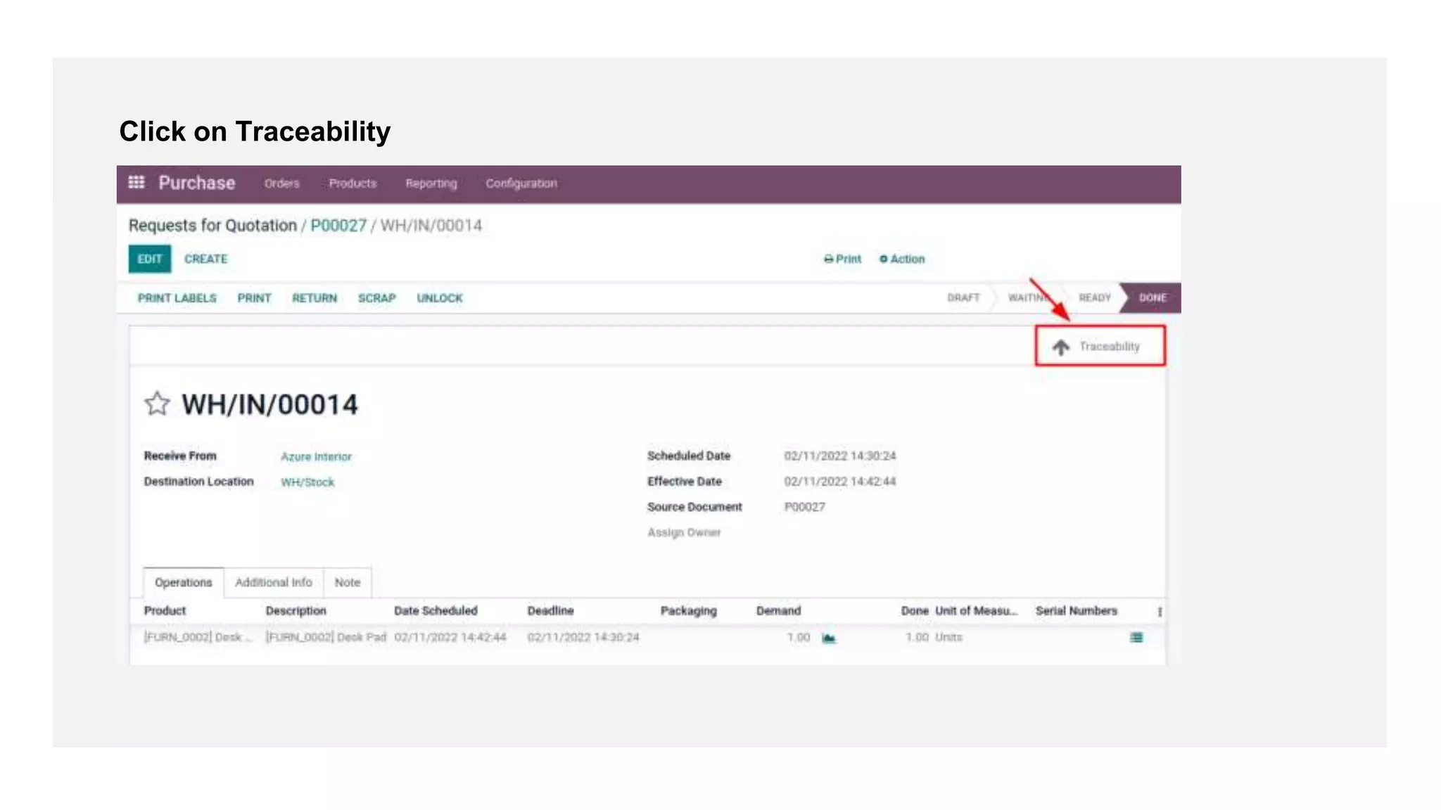 Click on Traceability
 