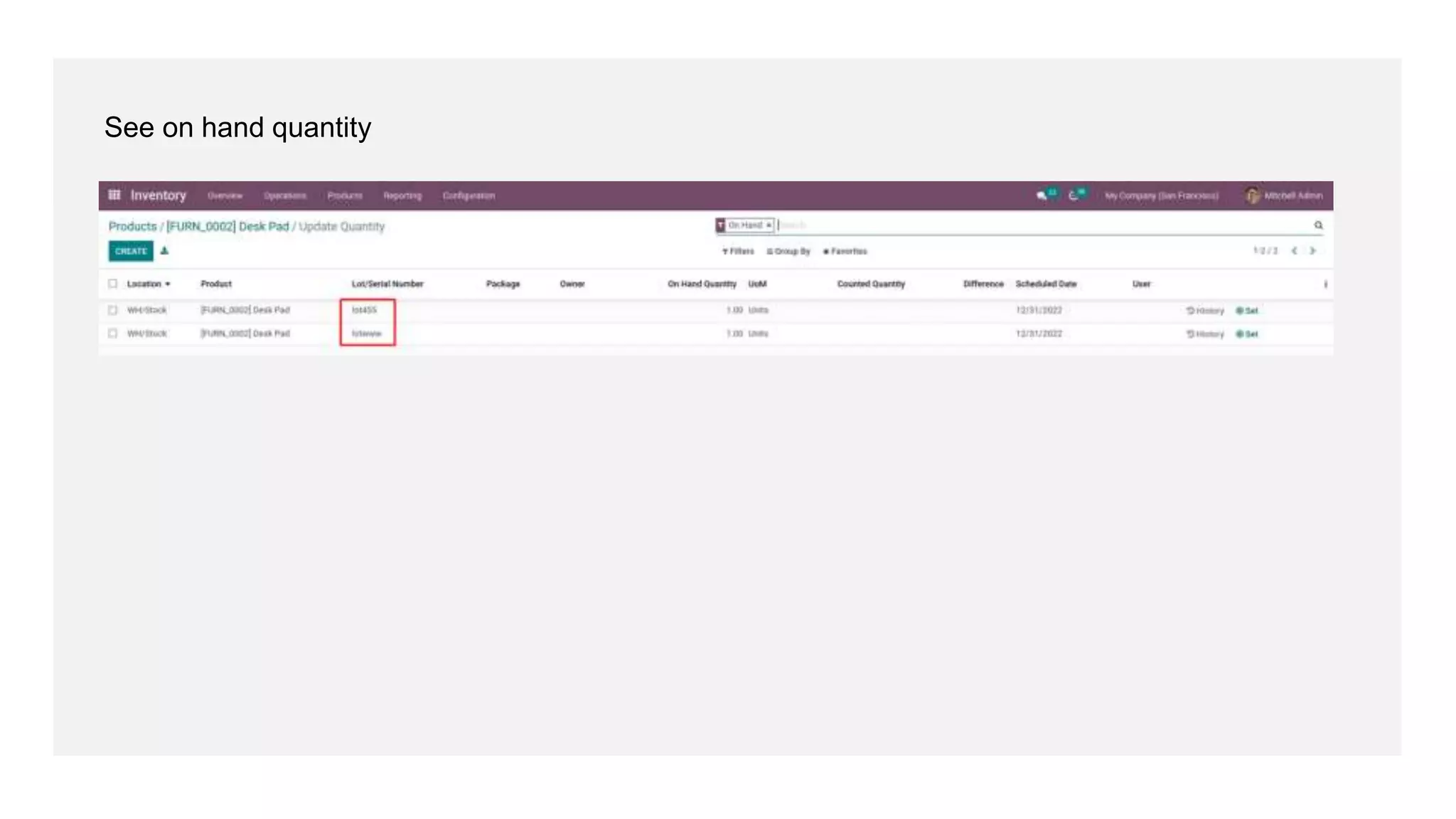 See on hand quantity
 