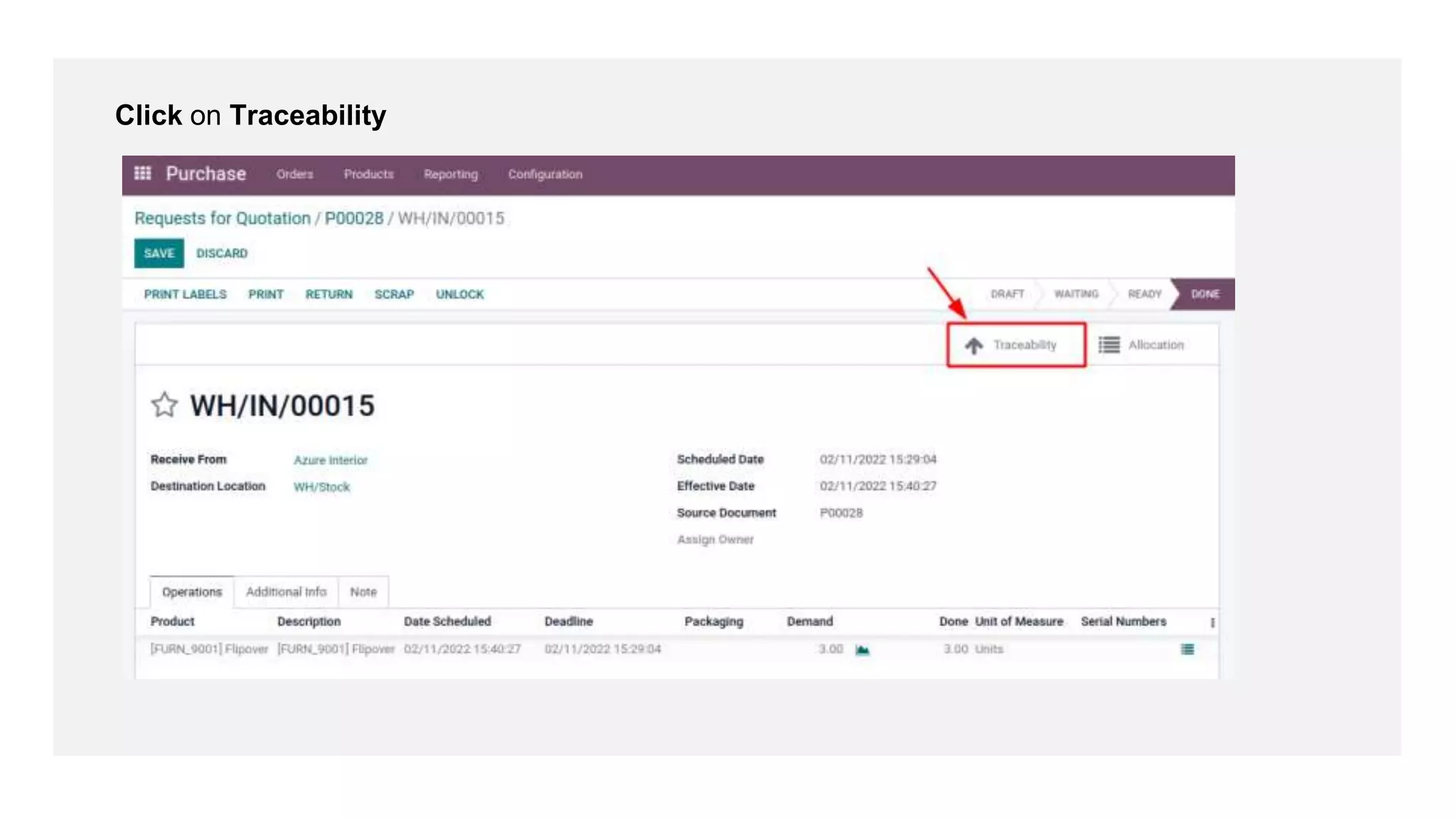 Click on Traceability
 