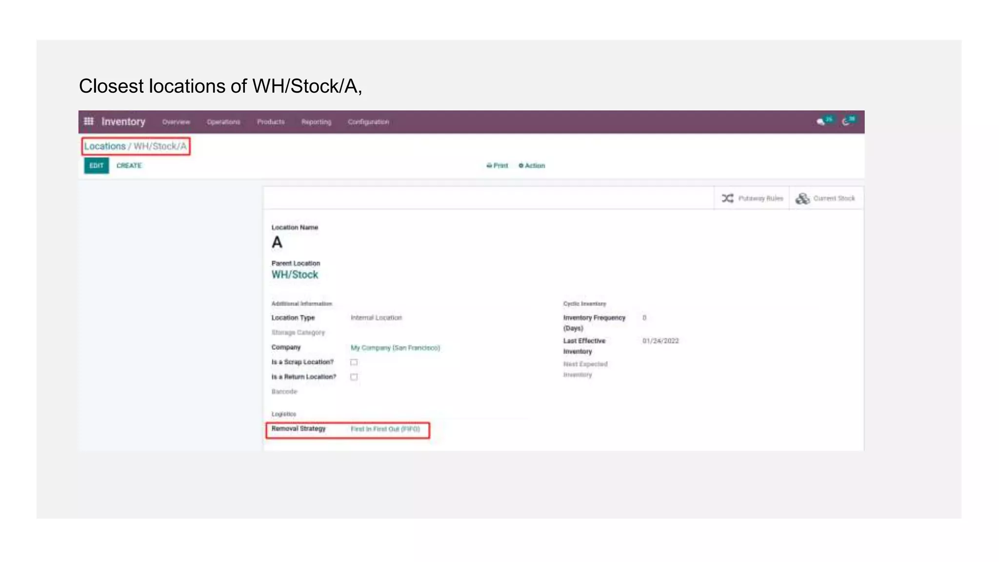 Closest locations of WH/Stock/A,
 
