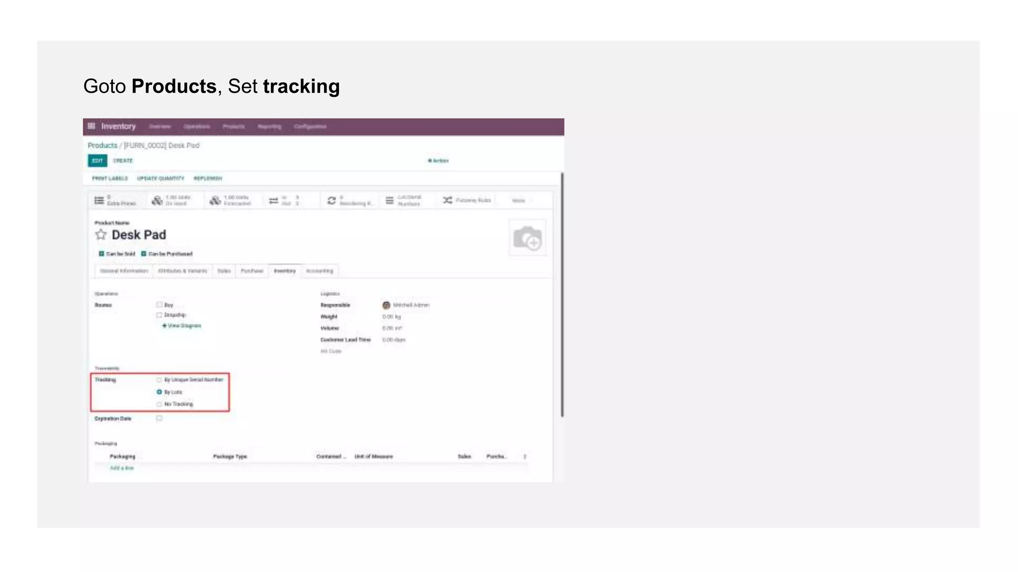 Goto Products, Set tracking
 