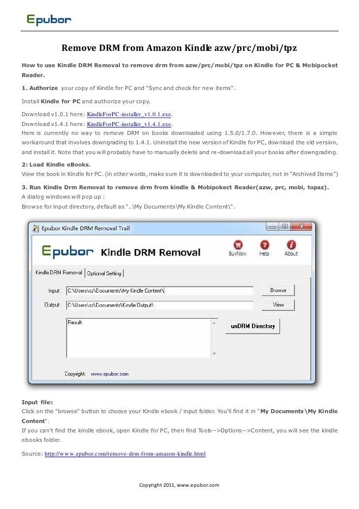 convert azw to mobi remove drm