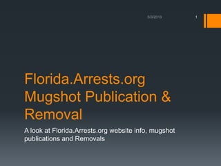 Florida.Arrests.org
Mugshot Publication &
Removal
A look at Florida.Arrests.org website info, mugshot
publications and Removals
1
 