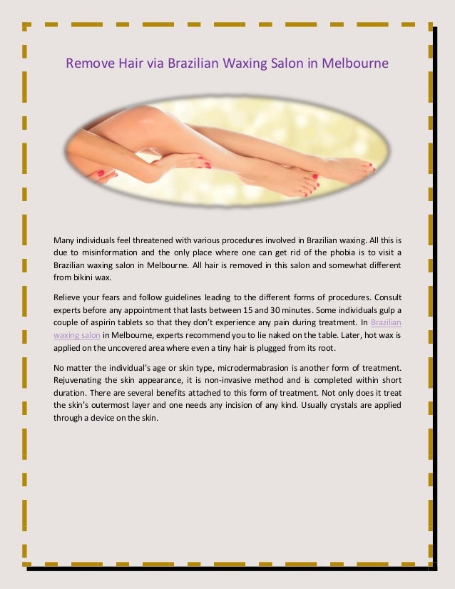Remove Hair Via Brazilian Waxing Salon In Melbourne
