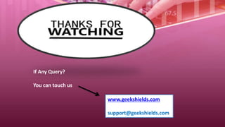 If Any Query?
You can touch us
www.geekshields.com
support@geekshields.com
 