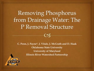 C. Penn, J. Payne*, J. Vitale, J. McGrath and D. Haak
Oklahoma State University
University of Maryland
Illinois River Watershed Partnership
 