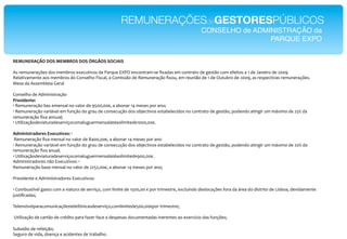 REMUNERAÇÕESdeGESTORESPÚBLICOS!
                                                                                                CONSELHO de ADMINISTRAÇÃO da!
                                                                                                                PARQUE EXPO!


I=3RB=I4STH"UHV"3=3WIHV"UHV"XI7THV"VH9C4CV"
"
.%*#$A=($#2LR$%*'+%*A$A0#+%*$W$/=)&]+%*'2*"2#d=$*,n"?*$(/+()#2AE%$*gW2'2%*$A*/+()#2)+*'$*H$%)M+*/+A*$Q$&)+%*2*;*'$*b2($&#+*'$*955:6*
P$I2)&]2A$()$*2+%*A$A0#+%*'+*J+(%$IK+*k&%/2I7*2*J+A&%%M+*'$*P$A=($#2LM+*gW+=7*$A*#$=(&M+*'$*;*'$*?=)=0#+*'$*955:7*2%*#$%1$/)&]2%*#$A=($#2LR$%6*
T$%2*'2*.%%$A0I$&2*X$#2I*
*
J+(%$IK+*'$*.'A&(&%)#2LM+*
#$%&'(%)*%K"
  *P$A=($#2LM+*02%*$A$(%2I*(+*]2I+#*'$*:G55755O7*2*20+(2#*;4*A$%$%*1+#*2(+V*
  *P$A=($#2LM+*]2#&`]$I*$A*Q=(LM+*'+*H#2=*'$*/+(%$/=LM+*'+%*+0f$/)&]+%*$%)20$I$/&'+%*(+*/+()#2)+*'$*H$%)M+7*1+'$('+*2)&(H&#*=A*A`W&A+*'$*9Gj*'2*
#$A=($#2LM+*gW2*2((=2IV*
  *-)&I&a2LM+'$]&2)=#2'$%$#]&L+/+A2I=H=$#A$(%2I2)S2+I&A&)$'$;555755O6*
*
4(5')'&*$0(.$%&"=>%,?*'@.&K" *
*P$A=($#2LM+*gW2*A$(%2I*(+*]2I+#*'$*F455755O7*2*20+(2#*;4*A$%$%*1+#*2(+*
  *P$A=($#2LM+*]2#&`]$I*$A*Q=(LM+*'+*H#2=*'$*/+(%$/=LM+*'+%*+0f$/)&]+%*$%)20$I$/&'+%*(+*/+()#2)+*'$*H$%)M+7*1+'$('+*2)&(H&#*=A*A`W&A+*'$*95j*'2*
#$A=($#2LM+*gW2*2(=2IV*
  *-)&I&a2LM+'$]&2)=#2'$%$#]&L+/+A2I=H=$#A$(%2I2)S2+I&A&)$'$:55755O6**
.'A&(&%)#2'+#$%*(M+*,W$/=)&]+%B* **
P$A=($#2LM+*02%$*A$(%2I*(+*]2I+#*'$*99G9755O7*2*20+(2#*;4*A$%$%*1+#*2(+V*
*
"#$%&'$()$*$*.'A&(&%)#2'+#$%*,W$/=)&]+%B*
*
  *J+A0=%)c]$I*H2%)+*/+A*2*]&2)=#2*'$*%$#]&L+7*/+A*I&A&)$*'$*;G55755*O*1+#*)#&A$%)#$7*$W/I=&('+*'$%I+/2LR$%*Q+#2*'2*`#$2*'+*'&%)#&)+*'$*o&%0+27*'$]&'2A$()$*
f=%)&g/2'2%V*
*
@$I$AZ]$I12#2/+A=(&/2LR$%)$I$QZ(&/2%'$%$#]&L+7/+AI&A&)$'$G55755O1+#*)#&A$%)#$V*
*
*-)&I&a2LM+*'$*/2#)M+*'$*/#S'&)+*12#2*Q2a$#*Q2/$*2*'$%1$%2%*'+/=A$()2'2%*&($#$()$%*2+*$W$#/c/&+*'2%*Q=(LR$%V*
*
=0%c'&+*'$*#$Q$&LM+V                **
$H=#+*'$*]&'27*'+$(L2*$*2/&'$()$%*'$*)#202IK+6*
 