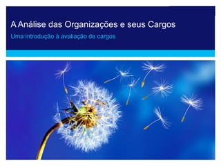 A Análise das Organizações e seus Cargos
Uma introdução à avaliação de cargos
 