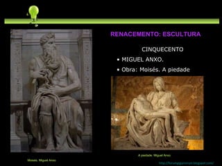 CINQUECENTO MIGUEL ANXO. Obra: Moisés. A piedade http://forumgigurrorum.blogspot.com/   Moisés. Miguel Anxo RENACEMENTO: ESCULTURA A piedade. Miguel Anxo 