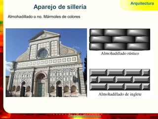www.profesorfrancisco.es
Aparejo de sillería
Almohadillado o no. Mármoles de colores
Arquitectura
 