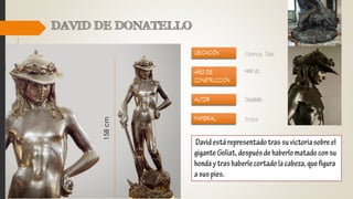 Florencia, Italia
1440 d.C.
Donatello
158cm
Bronce
 