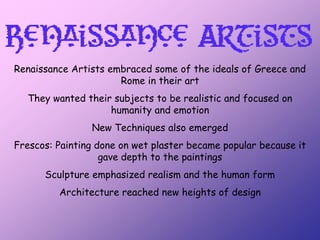 How did the Crusades contribute to the Renaissance?• Increased demand for Middle Eastern products• Stimulated production of goods to trade in Middle Eastern markets• Encouraged the use of credit and banking• Church rule against usury and the banks’ practice of charging interest helped to secularize northern Italy.• Letters of credit served to expand the supply of money and expedite trade.• New accounting and bookkeeping practices (use of Arabic numerals) were introduced.