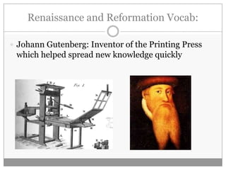 Guyenberg Renaissance Renaissance and reformation vocabulary | PPTX