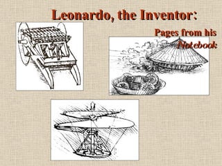 Leonardo, the Inventor:   Pages from his  Notebook 