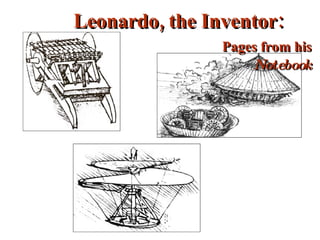 Leonardo, the Inventor:   Pages from his  Notebook 