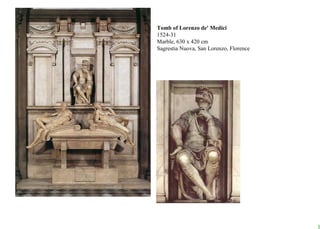 Tomb of Lorenzo de' Medici 1524-31 Marble, 630 x 420 cm Sagrestia Nuova, San Lorenzo, Florence 
