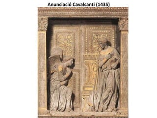 OBRES IMPORTANTS DONATELLO
En l’ÚLTIMA ÈPOCA abandona el classicisme i es decanta per una major expressivitat: la
MAGDALENA PENITENT(1453-1455) i el grup escultòric del PLANY pel CRIST MORT
(1460?).
 