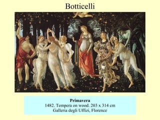 Primavera 1482 .  Tempera on wood .  203 x 314 cm Galleria degli Uffizi, Florence Botticelli 