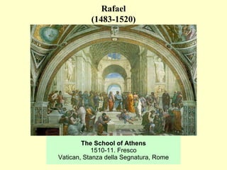 The School of Athens 1510-11 .  Fresco Vatican, Stanza della Segnatura, Rome Rafael (1483-1520) 