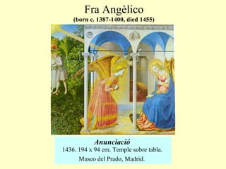 Anunciació  1436. 194 x 94 cm. Temple sobre tabla.  Museo del Prado, Madrid.   Fra Angèlico (born c. 1387-1400, died 1455) 