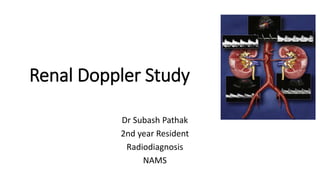Renal Doppler Study
Dr Subash Pathak
2nd year Resident
Radiodiagnosis
NAMS
 