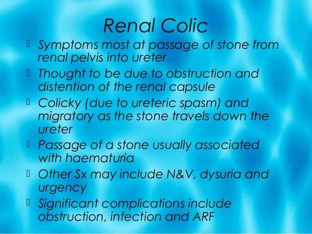 Renal Colic Investigation and Management