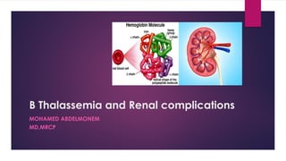 B Thalassemia and Renal complications
MOHAMED ABDELMONEM
MD,MRCP
 