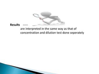 Results -----
are interpreted in the same way as that of
concentration and dilution test done seperately
 