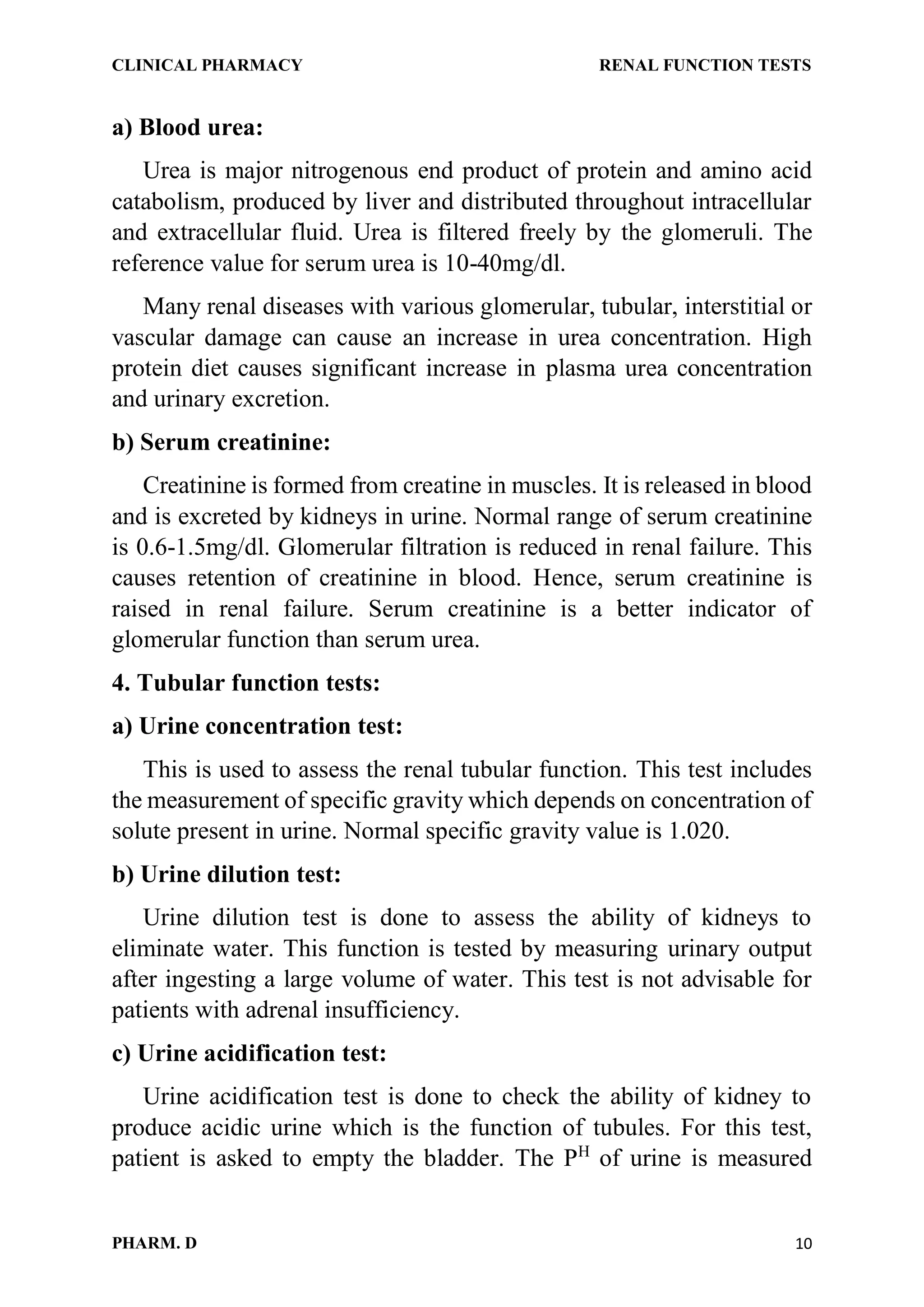 Renal function tests | PDF