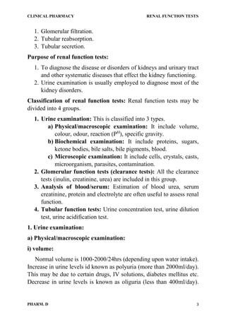 Renal function tests | PDF
