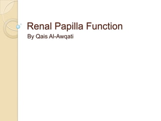 Renal Papilla Function
By Qais Al-Awqati

 