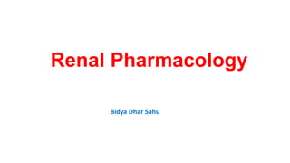 Renal Pharmacology
Bidya Dhar Sahu
 