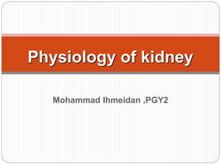 Mohammad Ihmeidan ,PGY2
Physiology of kidney
 