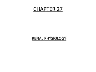 CHAPTER 27
RENAL PHYSIOLOGY
 
