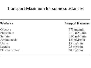 Transport Maximum for some substances
 
