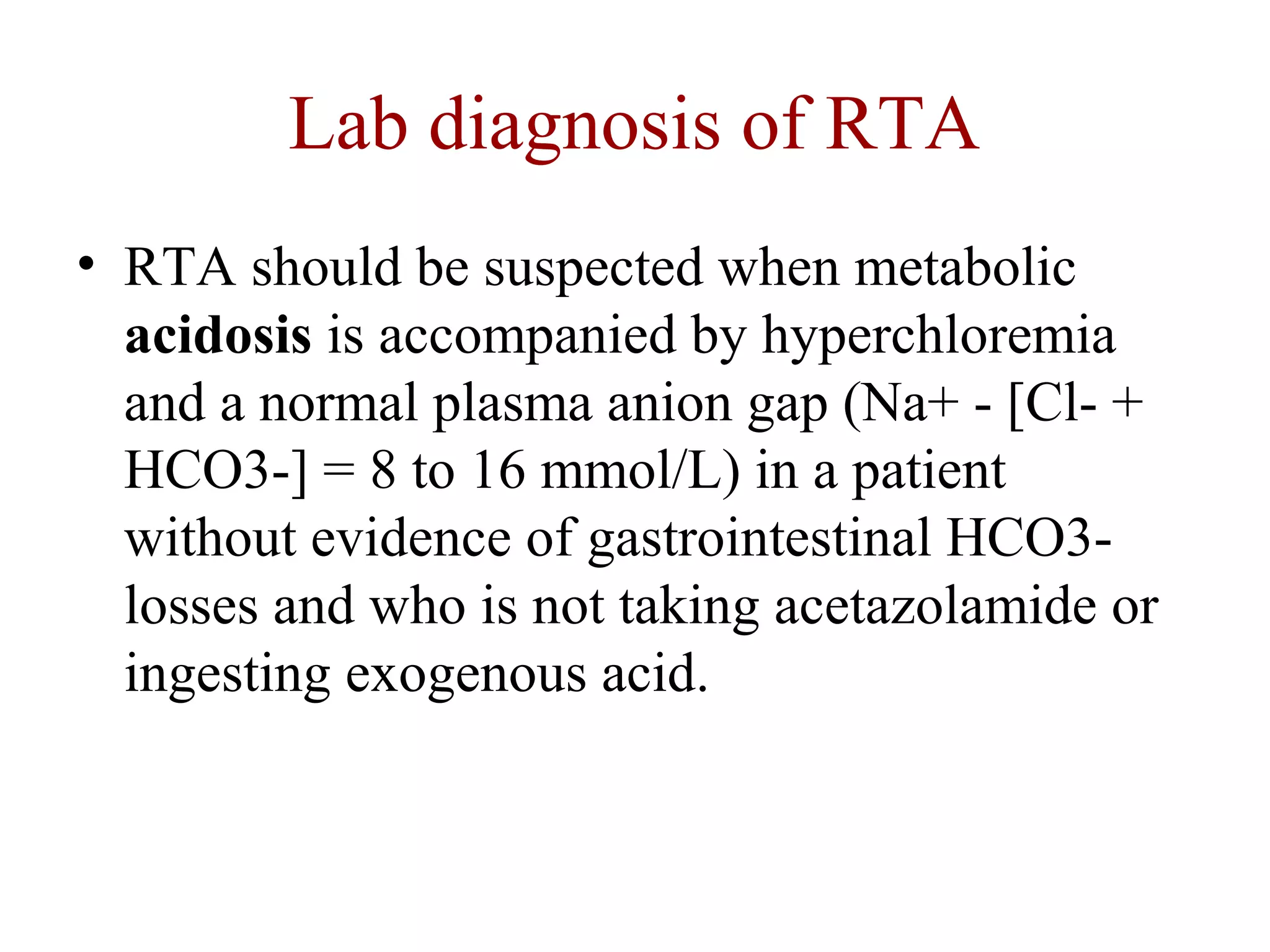Diagnosing Rta Renal tubular acidosis | PPT
