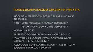 Type 4 Rta Pattern RENAL TUBULAR ACIDOSIS- RTA types and features | PPTX