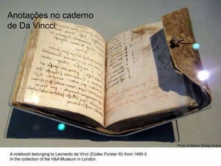 Anotações no caderno
de Da Vincci

 