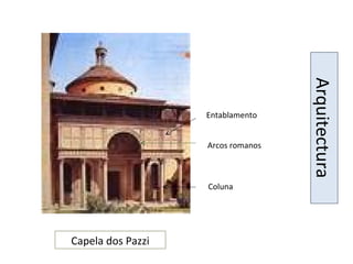 Arquitectura
Capela dos Pazzi
Arcos romanos
Entablamento
Coluna
 