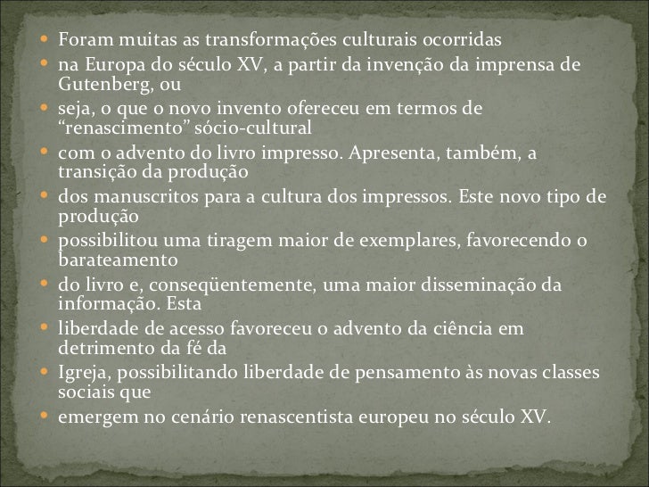 As Transformações Culturais Ocorridas Na Europa Dos Séculos