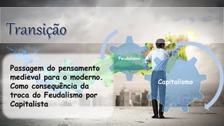 Passagem do pensamento
medieval para o moderno.
Como consequência da
troca do Feudalismo por
Capitalista
Capitalismo
Feudalismo
 