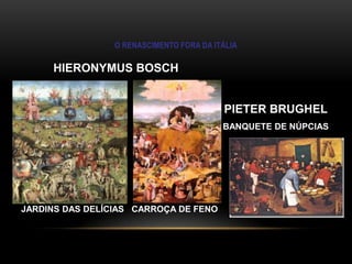 ANALOGIA ENTRE O HOMEM MEDIEVAL E O RENASCENTISTA: (MODERNO)Enquanto o homem medieval era temente a Deus, envolvido na cristandade e acomodado às restrições/obrigações servis, o homem moderno tornou-se crítico, individualista, envolvido no espírito de competição capitalista.A ARTE DE  SANDRO BOTTICELLINASCIMENTO DE VÊNUS