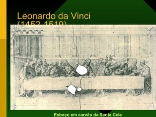 Leonardo da Vinci (1452-1519) Esboço em carvão da Santa Ceia 