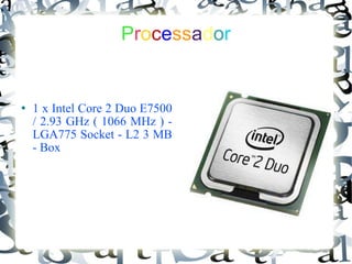 P r o c e ss a d o r 1 x Intel Core 2 Duo E7500 / 2.93 GHz ( 1066 MHz ) - LGA775 Socket - L2 3 MB - Box 