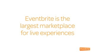 Eventbrite is the 
largest marketplace 
for live experiences 
 