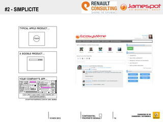 #2 - SIMPLICITE




                                CONFIDENTIEL
                  15 NOV 2012   PROPRIÉTÉ RENAULT   14
 