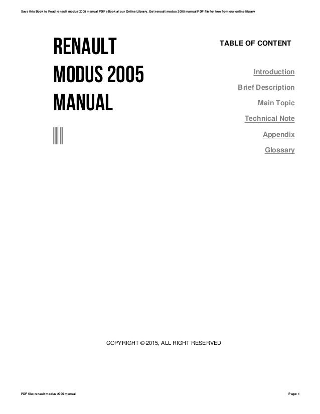Renault modus 2005 manual